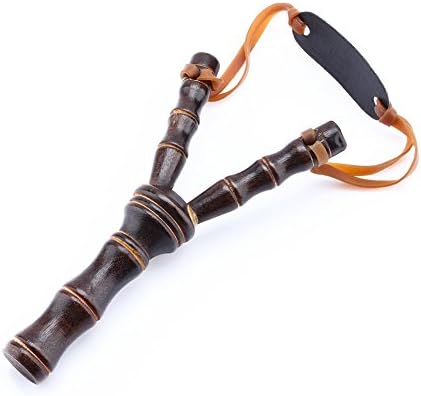 Angerbobo Sturdy Sling Slingshot Catapult Launcher Bamboo Style Wood Wooden Toy Rubber Band Catapult Slingshot Survival Hunting