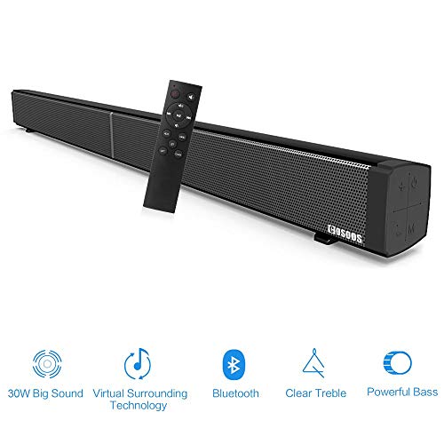 Sound Bar for TV, COSOOS 30W 36.2inch Soundbar with Bluetooth 4.2, Remote Control, Home Theater System, Support Digital Optical, Coaxial, RCA, AUX, TF Card, Wall Mountable