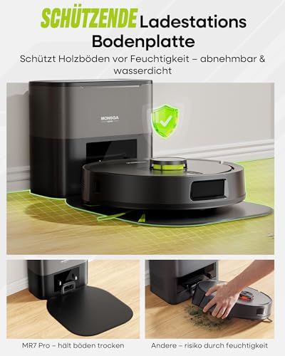 MONSGA Saugroboter mit Wischfunktion 8000PA, Staubsauger Roboter mit Absaugstation 4L, LiDAR Navigation,Dual Anti-Tangle System,4-in-1 Saug und Wischroboter ideal für Teppich Tierhaare, APP Steuerung