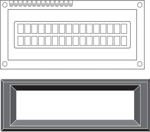 LCD Character Display Modules & Accessories Bezel 017-xx Series 121x41.5 / 137x53.7 (EA 017-25KE)
