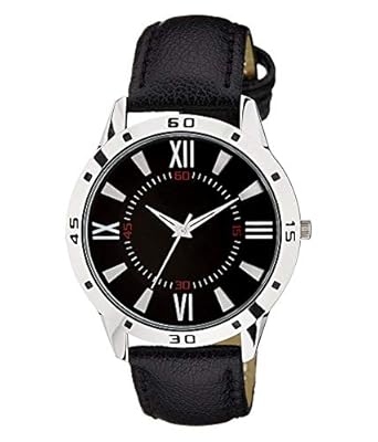 Swadesi Stuff Black Leather Strap Luxury Watch for Men & Boys