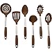 Culinary Couture 6-Piece Stainless Steel & Silicone Kitchen Utensils Set, Silicone Cooking Utensils, Heat Resistant Kitchen Cooking Utensils Set, Brown