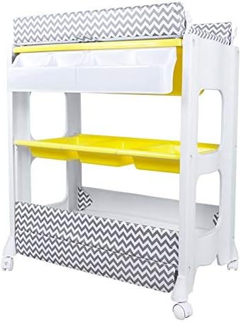Changing Table Station and Bath Tub Unit, Infants Massage Bed, Portable Changer Baby Storage Dresser with Wheels