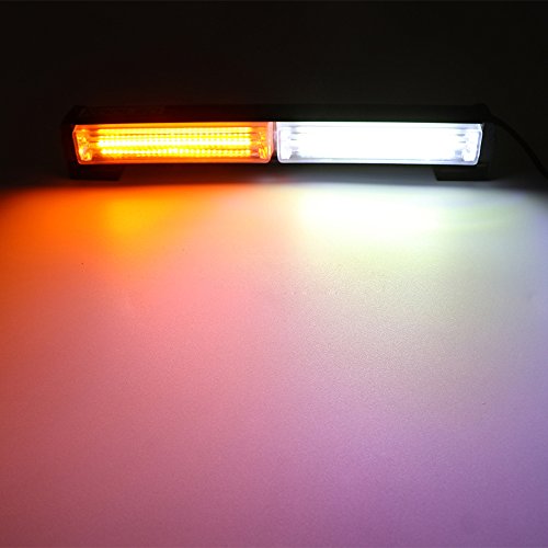 Pulusi 12V 36W Cob Led Strobe Emergency Beacon Hazard Warning Light High Intensity for Car Truck Firework Traffic Advisor Caution(Amber White)