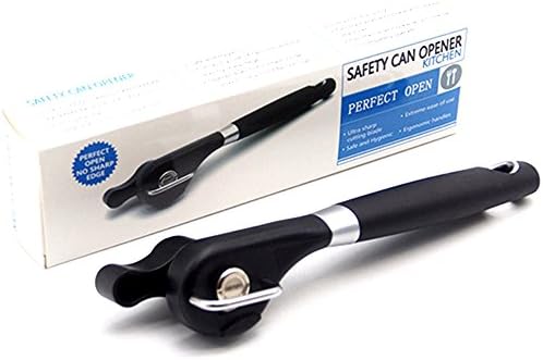 EIALA Stainless Steel Manual Can Opener with Soft Grips Handle - (Black)