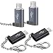 USB C Female to Micro USB Male Adapter (4 Pack),Convert Type C to Micro USB,Keychain Charger Connector Converter,Works with Smartphones,Tablets,and More Devices with Micro USB Ports,Gray&Black