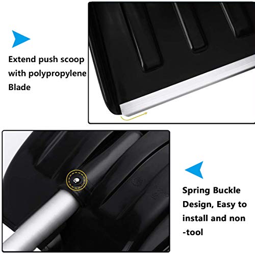 Micbox Snow Shovel with 46'' Adjustable Aluminum Handle 10.5'' Wide Blade Scoop Shovel, Digging Snow Removal Heavy Duty Snow Shovel Perfect for Car Driveway, Camping and Outdoor Emergency