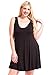 Modern Kiwi Solid Basic Asymmetric Plus Size Tank Tunic Dress Brown 3X