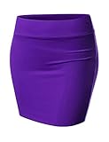 NEARKIN (NKNKW3S) Beloved Womens Waistband Double Elastic Layered Mini Skirt PURPLE US M(Tag size L)
