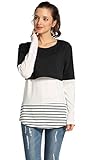 Women's Casual Breastfeeding Shirt Back Lace Long Sleeve Maternity Nursing Tops (Black, M)