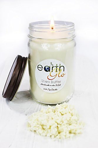 EarthGlo Shea Butter Soy Jar Candle Lightly Scented Comes in Gift Box, 12 oz