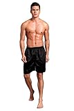 SexyTown Mens Classic Satin Boxers Shorts Summer Lounge Underwear Beach Shorts Large Black