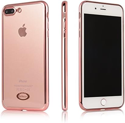 iPhone 7 plus Case,Selnice Soft Slim Fit Flexible Clear Transparent [Electroplating Frame] Premium TPU Case for Apple iPhone 7 plus (Rose Gold)
