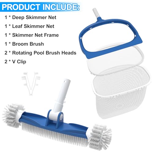 S-Union 2026 Manual Pool Cleaner, Brush & Skimmer Net Cleaning Kit, Portable Cleaning for Small Pools, Spa, Ja-Cuzzi, Hot Tub