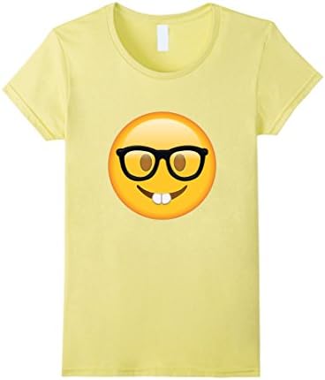 Womens Nerd Glasses Buckteeth T Shirt Large Lemon