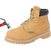 BOIWANMA Work Boots for Men, Steel Toe Leather Safety Boots, Oil, Slip and Heat Resistant Heavy Duty Wide Industrial & Construction Boots, US 16W