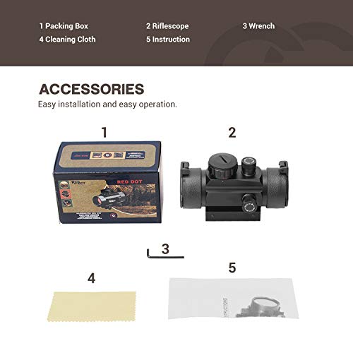 ESSLNB Airsoft Red Dot Scope Reflex Sight 30mm Optics Prism with 5 Brightness Settings 20mm/11mm Weaver/Picatinny Rail Mount for Hunting Spotting Aiming Positioning (Red/Green Sight Scope)