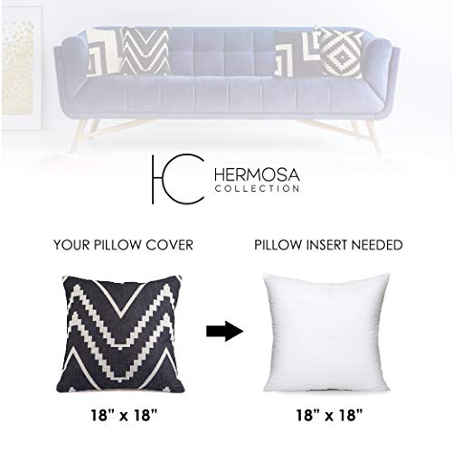 Hermosa Collection Geometric Decorative Throw Pillow Covers (4 Pc. Set) 18 x 18 Cotton Linen Squares Boho Neutral Colors Living Room Bedroom Patio Decor Couch Sofa and Bed Accessories