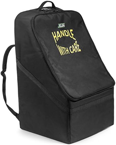 Backpack Padded Car Seat Travel Bag (Black) | Compatible with Most Car Seats, Infant Carriers & Boosters | Thick Padding for Ultimate Protection | Extremely Durable | Bonus Cooler Bag