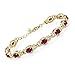Gem Stone King 18K Yellow Gold Plated Silver Oval Red Created Ruby Tennis Bracelet For Women (14.60 Cttw, 7 inch with 1 inch Extender)