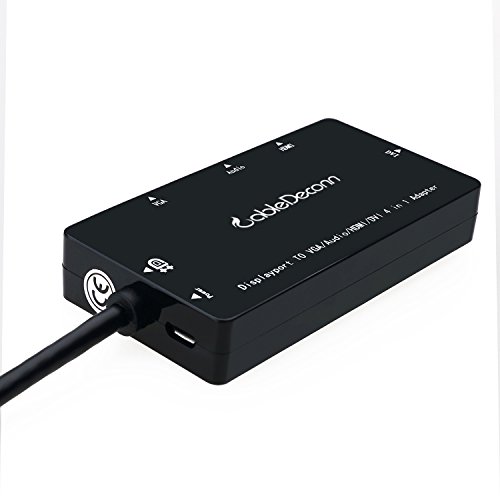 CABLEDECONN 4-in-1 Multi-Function Displayport to Hdmi/Dvi/Vga Adapter Cable with Audio Output Micro USB Male to Female Converter Supports 3 Monitors Simultaneously