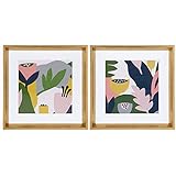 Kate y Laurel Calter Myriam's Garden Matted Set de arte de impresión enmarcada bajo vidrio de Myriam Van Neste, 15.5 x 15.5 pulgadas / cada uno, dorado
