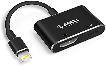 Lightning to HDMI Adapter,SOCLL iPhone to HDMI Converter Cable, 1080P Lightning Digital AV Adapter for iPhone iPad iPod Touch to TV,Projector (Compatible IOS 11,Black)