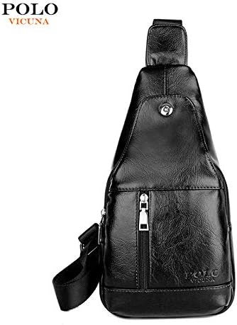 VICUNA POLO Mens Designer Black Crossbody Bag – PU Leather Cross Body Purse – Stylish Vintage Black Color Bags for Men – Ethical & Eco-Friendly – Heavy-Duty yet Lightweight Travel Organizer