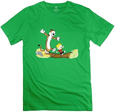 Funny Thomas Hobbes Tiger Calvin Screw Neck T Shirt Size M ForestGreen