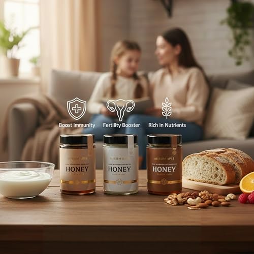 Aurum Apis Premium Honey Gift Box, Pure Kyrgyzstani Hand-Harvested | Unpasteurized | 100% Raw & Unfiltered White, Barberry & Mountain Honey | Natural Farm Fresh Wellness Support - 330g (Pack of 3)