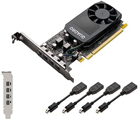 nVidia Quadro P620 2GB Graphics Card (512 CUDA Cores, GDDR5, 128-Bit, PCI Express x16 3.0) – With x4 mDP to DP Cables, High & Low Profile Brackets (Renewed)