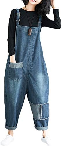 Innifer Women's Loose Baggy Cropped Harem Pants Denim Bib Overalls Jumpsuit Rompers