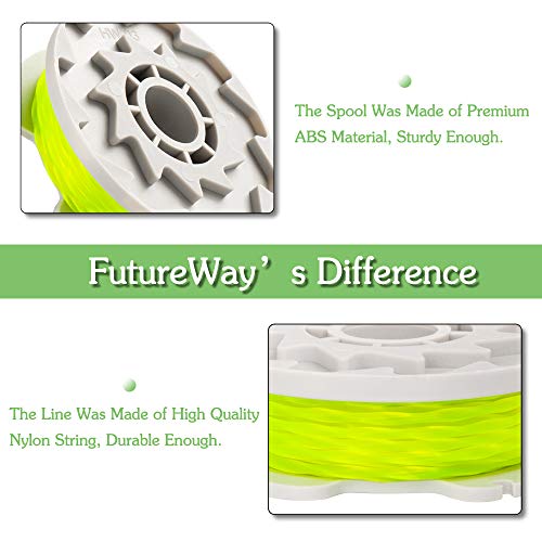 FutureWay String Trimmer Replacement Spool Line 0.080” Compatible with Worx WA0014 WG168 WG184 WG190 WG191, Weed Eater String Autofeed WA0037 Cap, Cordless Trimmer Edger Line 20ft, 6 Spools + 1 Cap