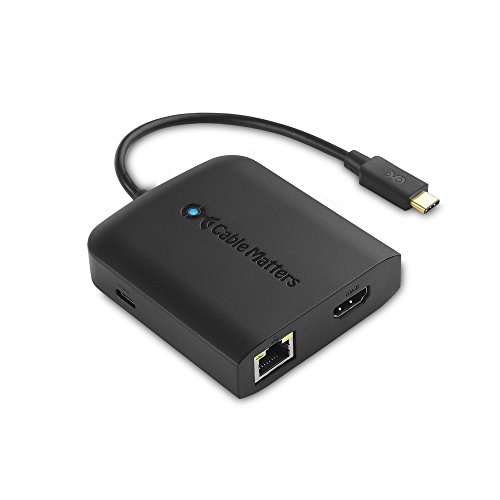 Cable Matters USB C Hub with HDMI 4K, 80W Charging, Gigabit Ethernet, and 3X USB in Black – USB-C and Thunderbolt 3 Port…