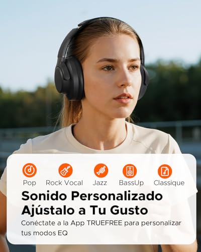 truefree Bluetooth 6.0 Wireless Headphones, Headphones with Active Noise Cancellation, On-Ear Headband, 125H Autonomy, Fast Charging, EQ Customizable via App, Multipoint Connection