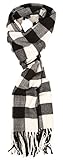 Love Lakeside-Men's Cashmere Feel Winter Plaid Scarf (One, Black & White Buffalo Check)