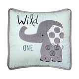Lambs & Ivy Yoo Hoo Wild One Elephant Decorative Pillow, Blue/Gray