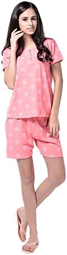 Sanfeya Women's Heart and Dot Printed Short Pajamas Sleepwear Set Red M/CN L