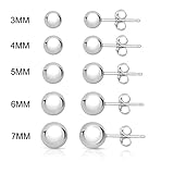SPOIL CUPID 925 Sterling Silver Mini Small Round Bead Ball Stud Earrings in Rhodium Plated Size 3-7mm