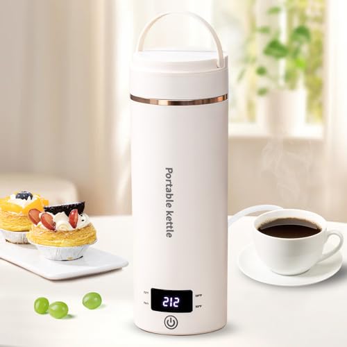 Touxila Tragbarer elektrischer Wasserkocher für Reisen – kleiner Min. Warmwasserboiler/Heizung/Wärmer, schnell kochend (400 ml, Beige)