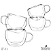 Tealyra - UNIVERSE 8-ounce - Set of 4 - Double Wall Glasses With Handle - Espresso Coffee - Tea - Cappuccino - Clear Cups - Heatproof Insulating - Keeps Beverages Hot - 230ml