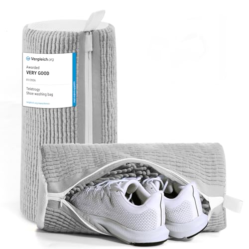 Teletrogy 2 Pieces Washing Bag for Washing Machine, Shoe Wash Bags with Side Zip, Reusable Without Distortion Large Capacity Washing Machine Bag, Grey