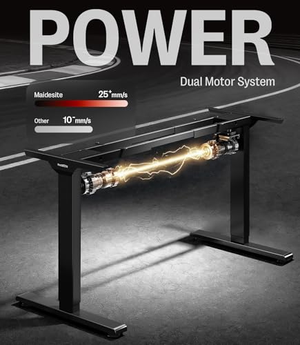 MAIDeSITe T2 Height-Adjustable Desk Frame with 2 Motors, Electric Powerful Table Frame, Height Adjustable with 4 Memory Controls, 125 kg Load Capacity, Anti-Collision System