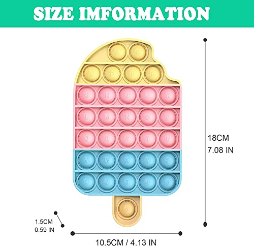 Ice Cream Bubbles Pop It- Push and Pop Bubble Fidget Sensory Toy- Fidget Poppers for Kids- Simple Dimple Silicone Fidgets- Popit for Boys Girl and Baby - Single Cute Fidget Popper - Tiktok Poppits