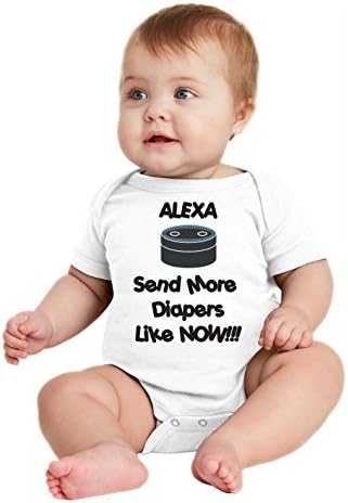 Bad News Baby Alexa Send More Diapers - Funny Infant Onesies, New Born Baby Gifts (6 Months)
