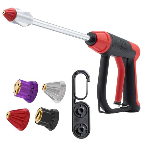 Pocket Hose Arrow Customizable Spray Nozzle, As Seen on TV | Flow Force Tech, 4 precision tips, jet stream to gentle watering, rust-resistant, non-slip grip, ideal for car wash