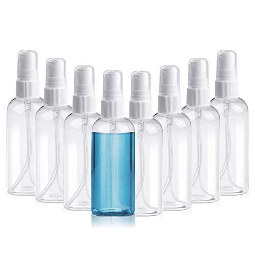 Henscoqi 8 Packs Spray Bottles, 3.38oz/100ml Empty Bottle, Mini Travel