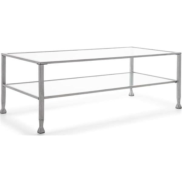 CLICKDECOR MADDOX 2-TIER TEMPERED GLASS COFFEE TABLE WITH...