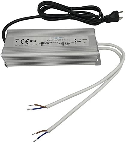 Eyeboot Waterproof LED Driver 100 Watt 12 Volt Power Supply with 3-Prong USA Plug, waterproof IP67