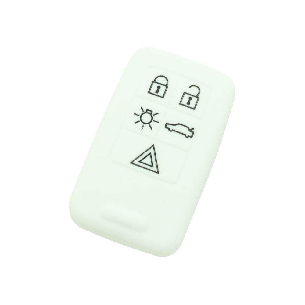 BROVACS Silicone Cover Protector Case Holder Skin Jacket Compatible with VOLVO 5 Button Smart Remote Key Fob CV9780 White